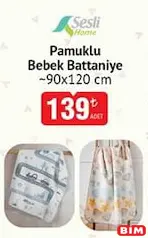 SESLİ HOME PAMUKLU BEBEK BATTANİYE 90X120 CM fiyat ve kampanya bilgisi